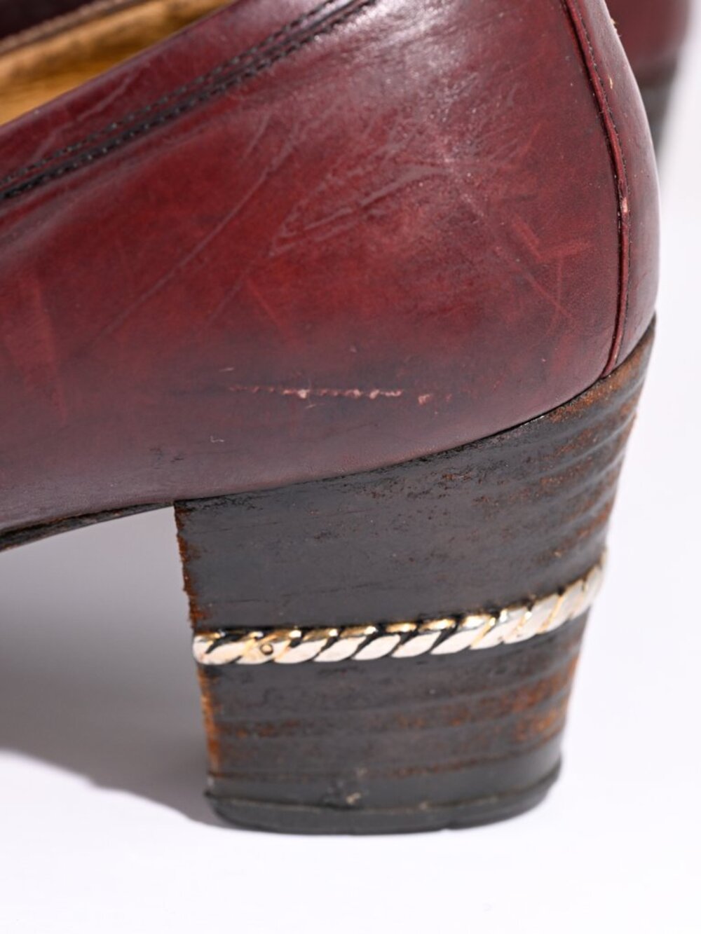 Vintage Gucci burgundy leather horsebit low-heel pumps with box size 7.5 - Picture 8 of 14